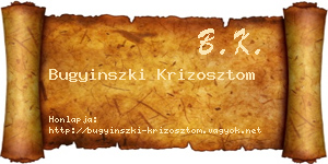 Bugyinszki Krizosztom névjegykártya